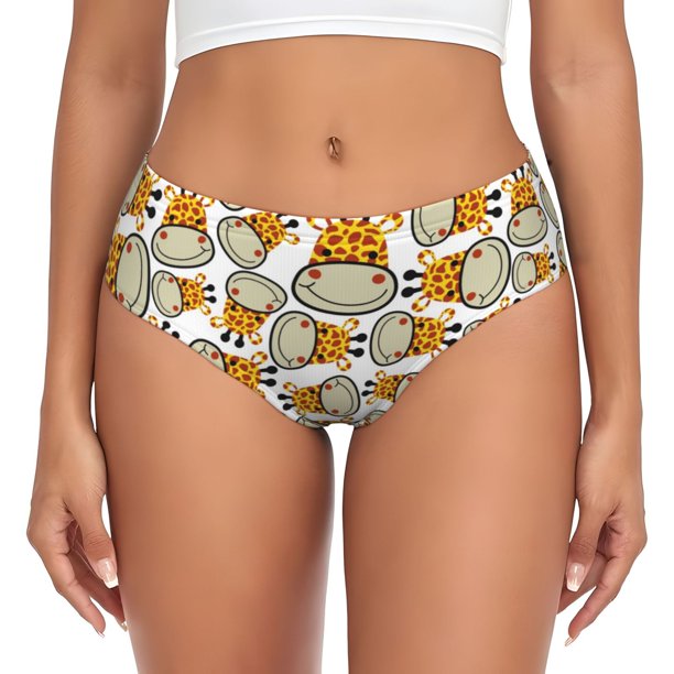 Balery Giraffes Head Ropa Interior de Algodón para Mujer con Dibujo – Braguitas Cómodas y Elásticas, Estilo Clásico-X-Small