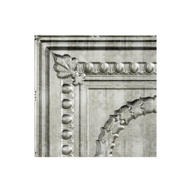 Fasade Easy Installation Rosette Crosshatch Silver Glue Up Ceiling Tile/ Ceiling Panel (12" X 12" Sample)