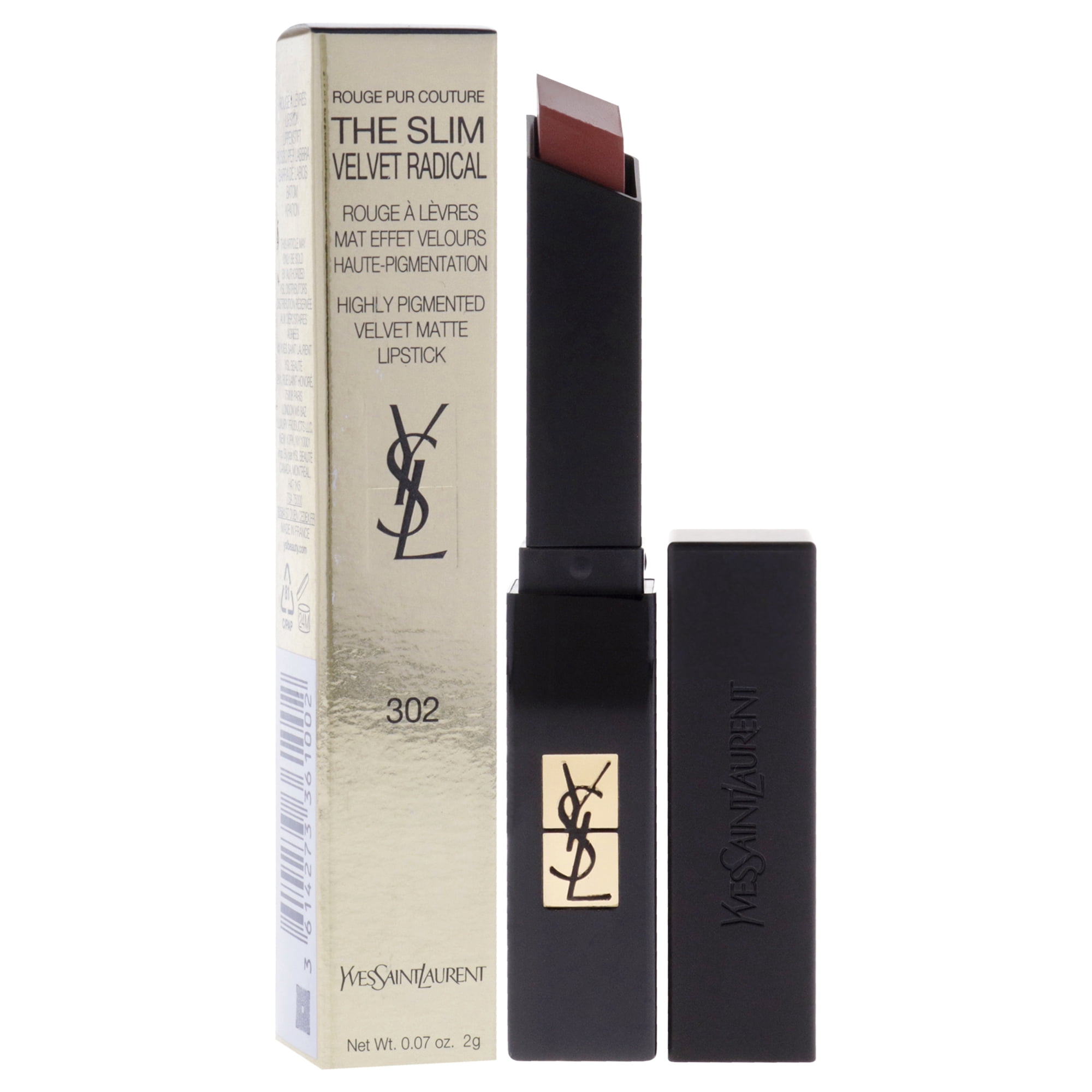 Yves Saint Laurent Rouge Pur Couture The Slim Velvet Radical Matte Lipstick - 302 Brown No Way Back 0.07oz