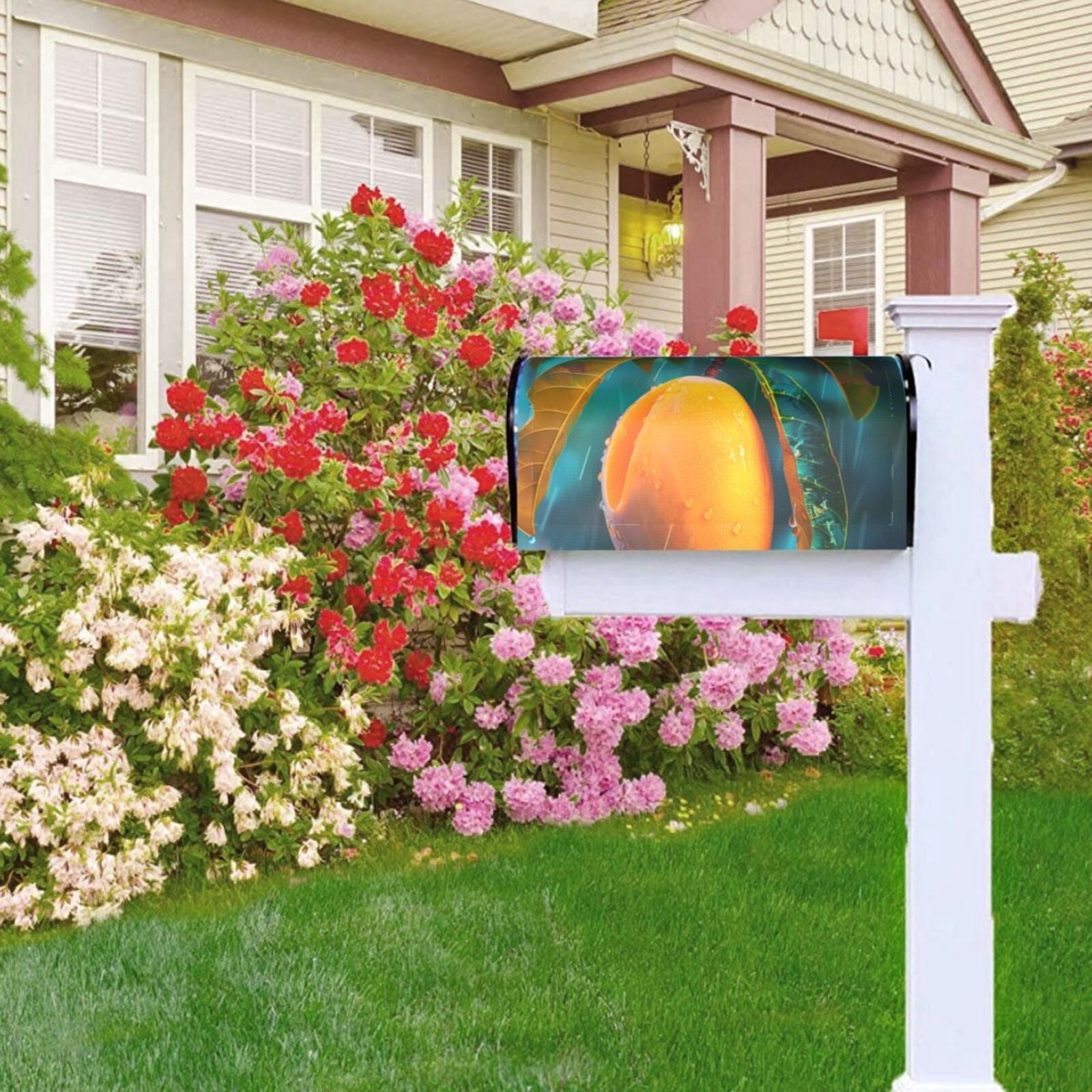 Rateoe Mango In The Rain Printed Mailbox Covers - Easy to Install Fall, Winter, Spring, Summer Mailbox Cover - Weather and UV-Resistant Mailbox Decor - Mailbox Magnetic Covers-25.5x21 in