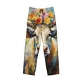 thumbnail image 2 of Vsdgher Oil Painting Flower Cow Print Mens Pajama Pants Sleep & Lounge Pants, PJ Bottoms With elastic waistb and Pockets, 2 of 5