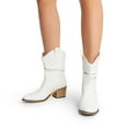 thumbnail image 6 of BURUDANI Women's Cowgirl Boots Mid Calf Western Cowboy Boots Round toe Chunky Heel Ankle Boots White Size10, 6 of 8