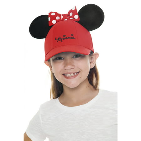 Girls Minnie Mouse Baseball Hat with Ears Red