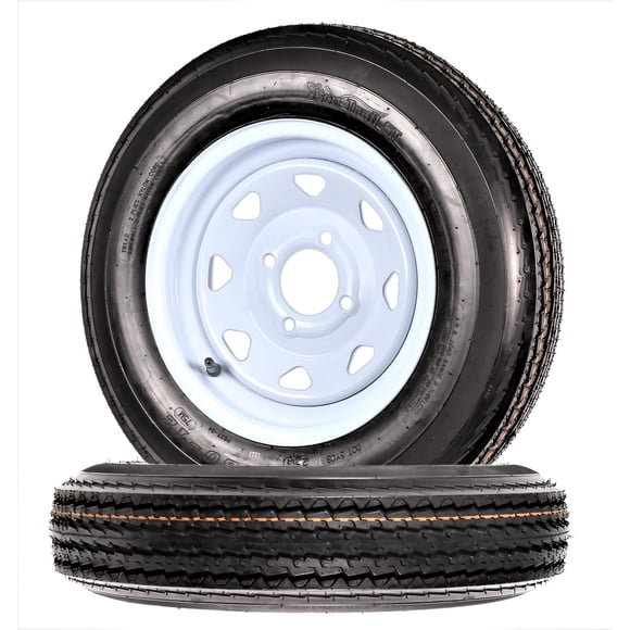 eCustomrim 2-Pack Trailer Tires On Rims 530-12 5.30-12 Load Range C 4 Lug White Wheel - 2 Year Warranty w/Free Roadside