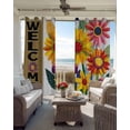 thumbnail image 3 of Spring Daisy Blackout Curtains 45 Inches Long, Kitchen Black Out Window Treatments, Brown Modern Abstract Art Dots Floral Thermal Insulated Lined Drapes for Small Window with Grommet 42"x45", 3 of 8