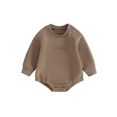 

Niceyoeuk Baby Boy Rompers Long Sleeve Letter Embroidery Bodysuit Winter Suit