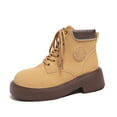thumbnail image 2 of OKBOP Women's Hiking Boots Tan Lace-Up Chunky Lug Sole Round Toe Brown Stylish Women's Boots Sizes 35, 2 of 5