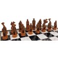 thumbnail image 3 of Antique White  Brown Norse Viking Chess Set 17" Black Faux Marble Storage Board, 3 of 6