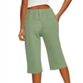 thumbnail image 3 of Womens Tops Spring Fall Clothes 2025 Shirts Loose Festival Tops Summer Linen Solid Color Loose Straight Leg Pants With Pockets Side Slit Buttons Five Quarter Pants Plus Size Tops For Women Summer, 3 of 5