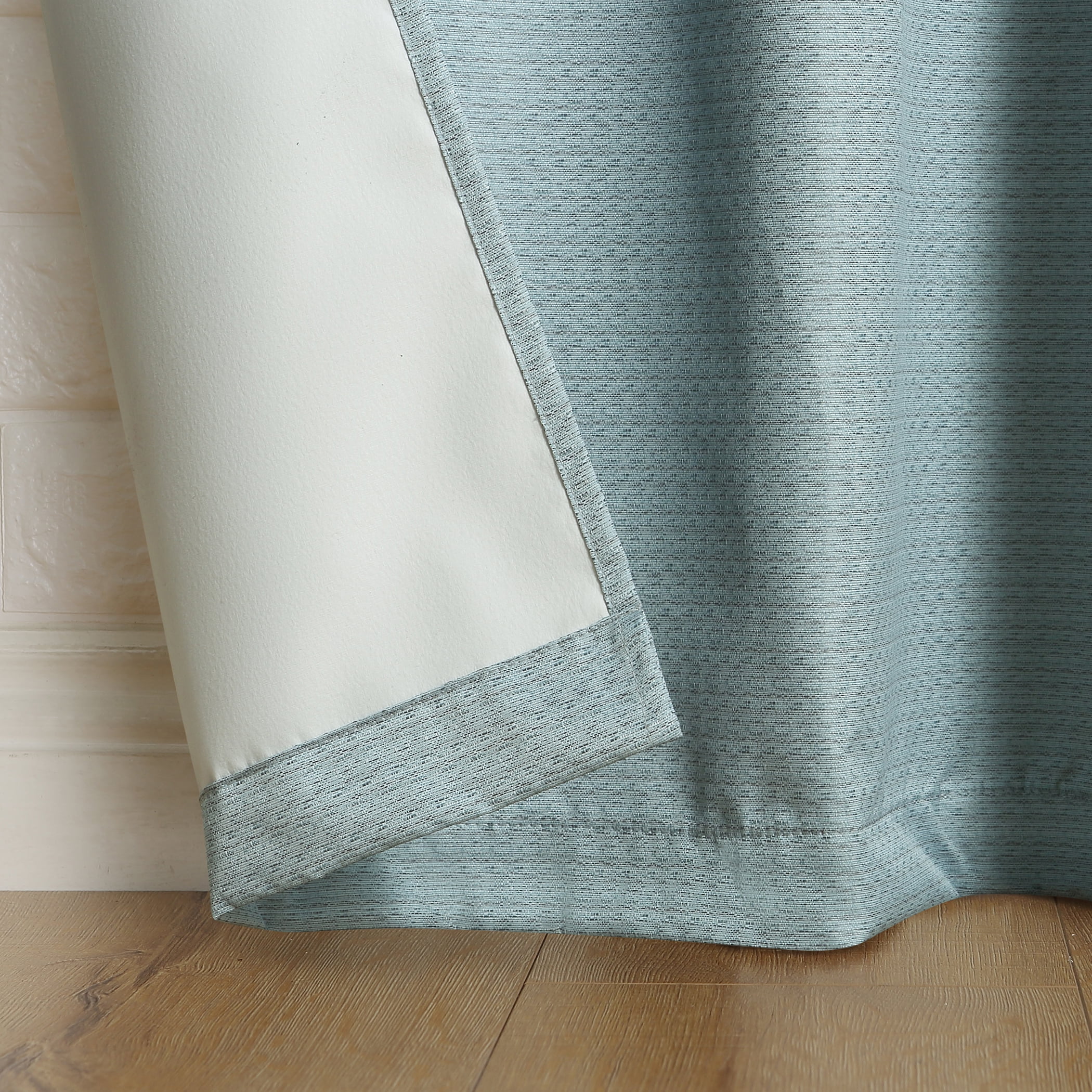 Sun Zero Arlo 2-Piece Textured Thermal Insulated Room Darkening Grommet Curtain Panel Pair, Aqua, 40"W x 84"L