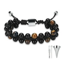 Double layer Tiger Stone Cremation Jewelry Lava Stone Urn Bracelet for Ashes for Women Men Healing Balancing Genuine Memorial Bracelets Memorial Urn Bracelet