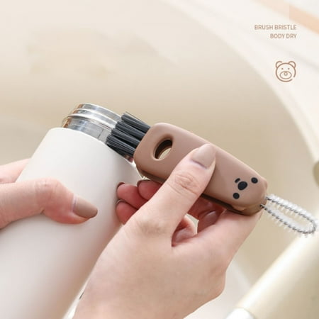 

NCWSO Cleaning Brush Cup Lid Cleaning Brush Cute Bear Small Brush Multifunctional Cartoon Cleaning Brush 2 Pcs Cleaning Brush for Bottle Cup