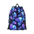 thumbnail image 2 of Honeii cool crystal Skull flower Print Canvas College Laptop Backpack, Durable Rucksack Travel Notebook Bag School Backpack Book Bag for Men Women-Small, 2 of 7