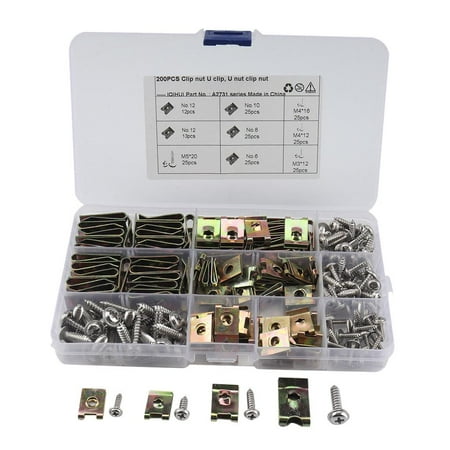 

200 Pcs Car Retainer Clips & Fasteners - Pin Rivets Set - . M3x12 M4x12 M4x16 M5x20