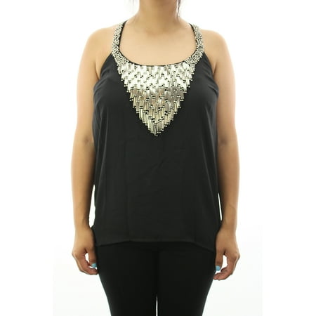 Keyhole Beaded Halter Top - Xoxo Black Beaded Halter Top XS