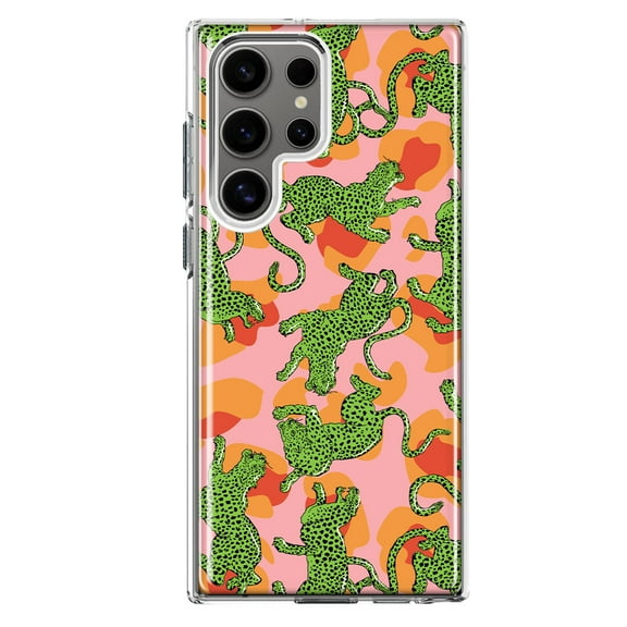 Mundaze - Case for Samsung Galaxy S22 Ultra Slim Shockproof Hard Shell Soft TPU Heavy Duty Protective Phone Cover - Green Leopard