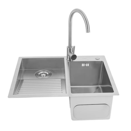Miumaeov 2 Basins Laundry Sink Stainless Steel Undermount Utility Sink with Faucet & Washboard