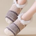 thumbnail image 4 of Voska Slipper Socks with Grips, Fuzzy Warm Slipper Socks for Women Men, Super Warm Anti Slip Floor Socks for Cozy Home Living Khaki One Size, 4 of 8