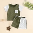 thumbnail image 2 of mgoYE Baby Boy Clothes 12-18 Months Toddler Baby Boy Summer Clothes Short Sleeve T Shirt and Shorts Set Color Block 2 Piece Outfit(Green,12-18 Months), 2 of 4