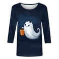 thumbnail image 3 of Uootdi Halloween Graphic Tees for Women 3/4 Sleeve Crew Neck Ghost Pumpkin Print Womens Casual Tops Oversized Fit Spooky Cemetery Theme Soft Stretchy Womens Pullover Tees Gift, 3 of 5