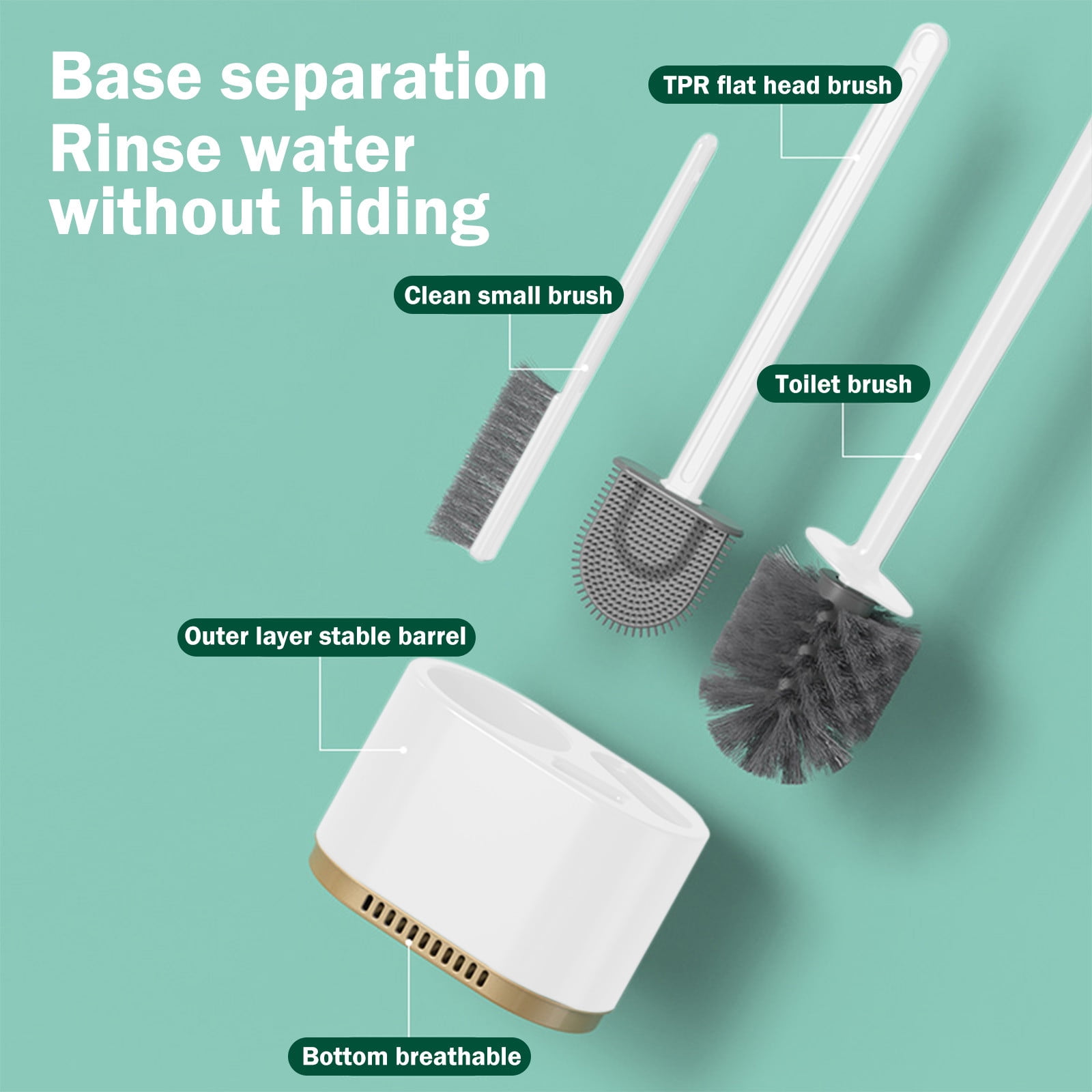 LACKUST Toilet Bowl Brush Cleaner and Caddy Holder Clearance,Toilet Bowl Brush with Strong Bristles Long Brush and Enough Heavy Base for Bathroom,White