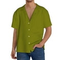 thumbnail image 2 of Picia Olive Men's Linen Shirts Short Sleeve Cuban Beach Shirts Casual Shirts Button Down Shirt for Men Beach Summer Wedding Shirt-Large, 2 of 7