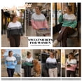 thumbnail image 4 of TEMOFON Womens Sweatshirts Long Sleeve Shirts for Fall Tops Crew Neck Winter Clothes Loose Fitting Tops for Women Colorblock Green L, 4 of 9