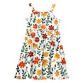 thumbnail image 4 of Summer Dresses Casual Floral Boho Square Neck Midi Dress Spaghetti Straps Floral Tie Sundress Smocked Shir Party Dress 2-12 Years, 4 of 6
