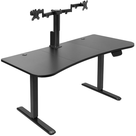 VIVO Black 63" x 32" Electric Stand Up Desk with Motorized Dual Monitor Mount