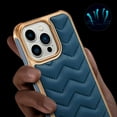 thumbnail image 5 of TECH CIRCLE Leather Back Panel Case for iPhone 13 Pro Max 6.7 Inch, Ultra Slim Anti-Slip Plating Frame Camera Protection Scratch Resistant Drop Resistant Case Cover, Blue, 5 of 6