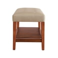 thumbnail image 3 of Xukmct Padded Seat Bench with Bottom Shelf, Upholstered Fabric Bench for Living Room, Bedroom, Beige, 3 of 5