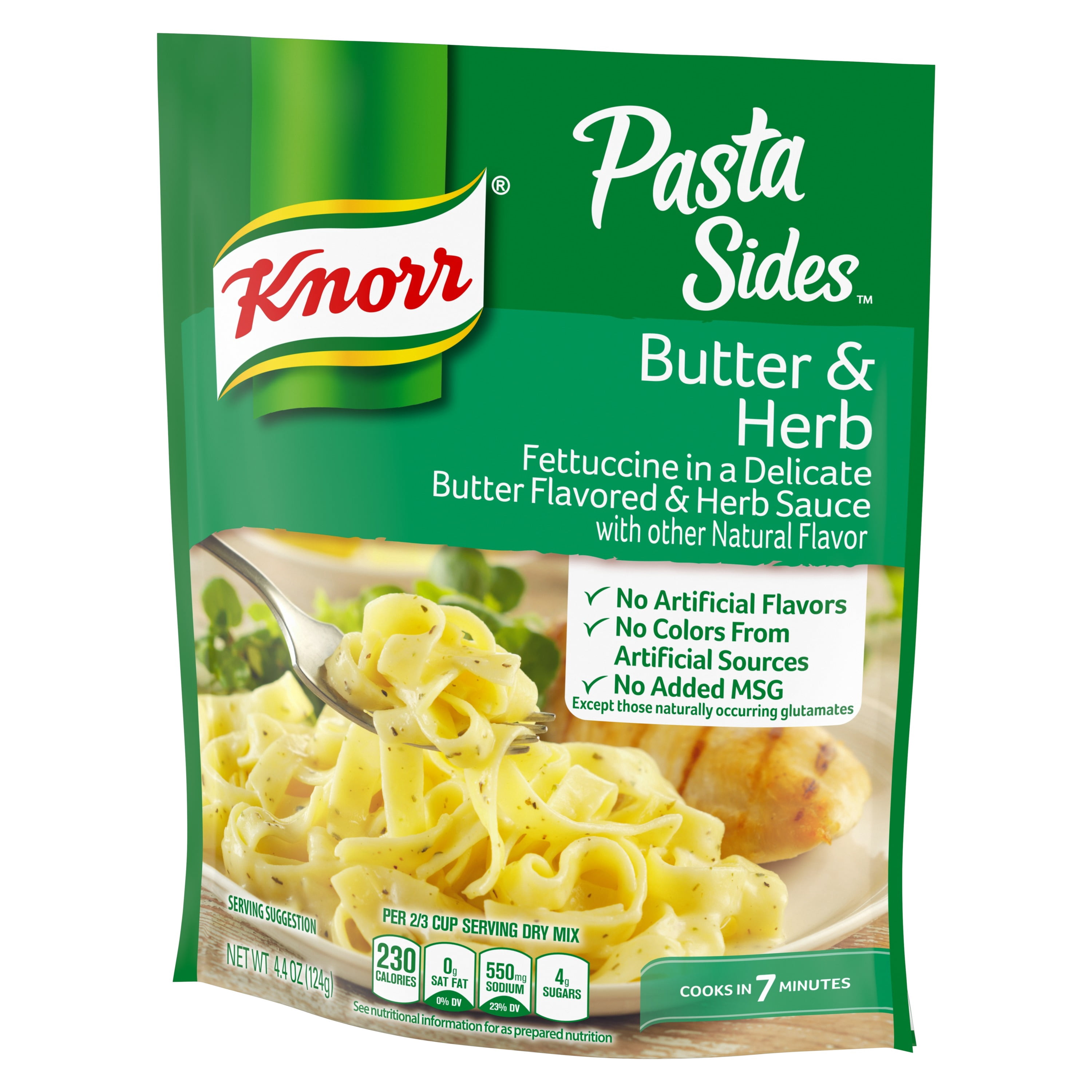 Knorr Pasta Sides Butter & Herb Fettuccine, Cooks in 7 Minutes, 4.4 oz, 8 Count