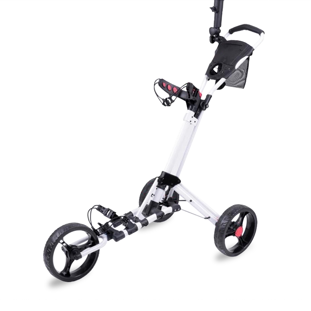 WeGuard 3 Wheel Push Pull Golf Cart Trolley Foot Brake One Second to Open & Close Folding Cart