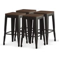 thumbnail image 6 of ZAFLY Backless Bar Stool with Wood Seat, Industrial Style Counter Height Barstool, Indoor/Outdoor Stackable Bar Chair, Set of 4 (Black), 6 of 6