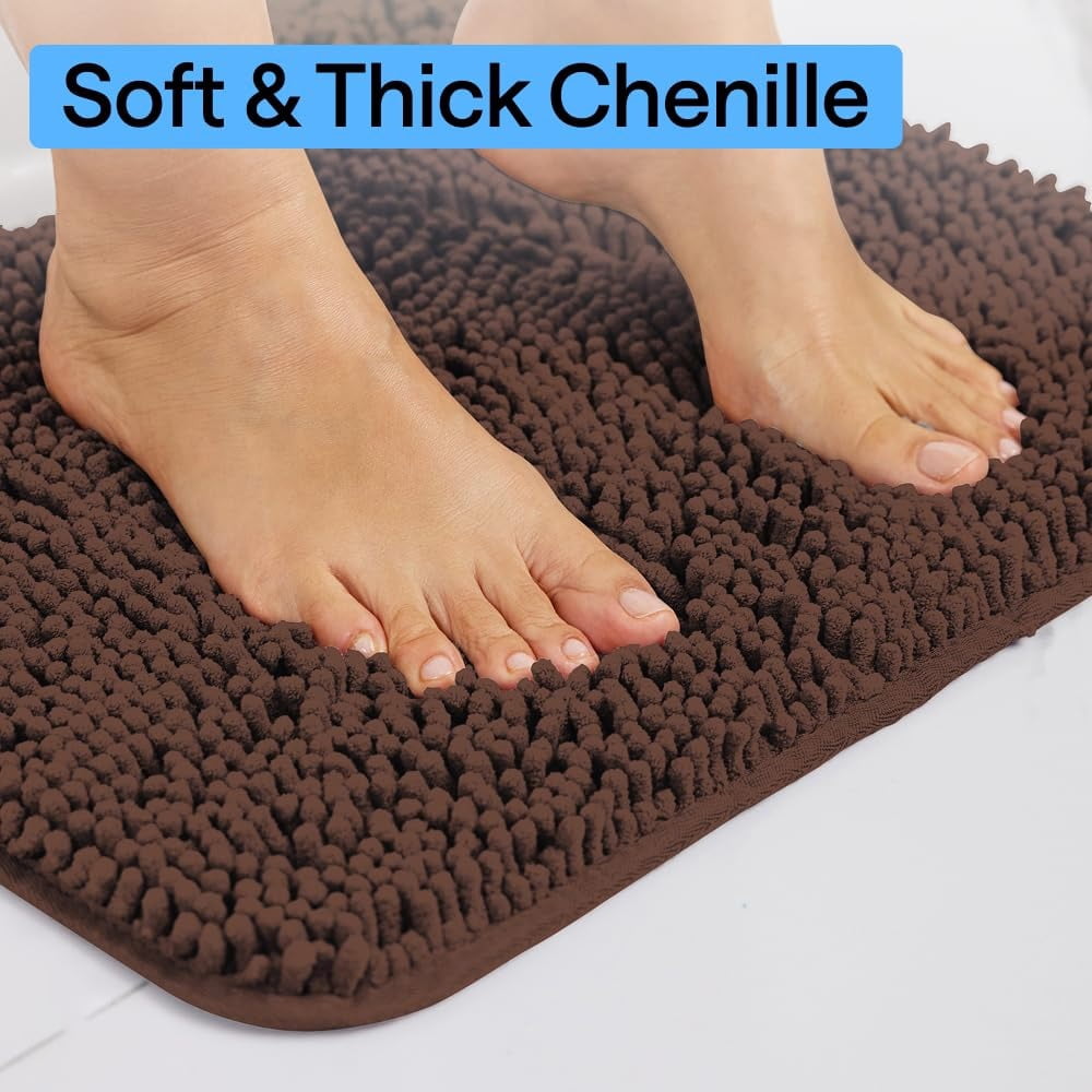 Bath Rug Mat, Thick Soft Absorbent Chenille, Quick Dry Microfiber Mats, Rubber Backing Washable Shower Floor Rugs, US Designed Bathroom Halloween Home Decor Accessories
