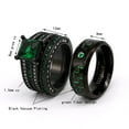 thumbnail image 2 of Matching Ring Couple Rings Black Gold Plated 1.5CT Green CZ Women Wedding Ring Sets Female Ring, 2 of 7