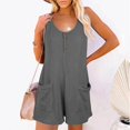 thumbnail image 4 of Baqcunre Jumpsuits for Women Women Summer Scoop Neck Sleeveless Rompers Button Down Jumpsuit Adjustable Waist Drawstring Shorts Jumpsuits for Women Dressy One Piece Jumpsuits for Women, 4 of 6