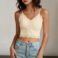 thumbnail image 6 of Inverlee Women's Lace Camisole Tops Built in Bra Round Neck Floral Print Tank Top Casual Stylish Comfort Boho Blouses Beige L, 6 of 6