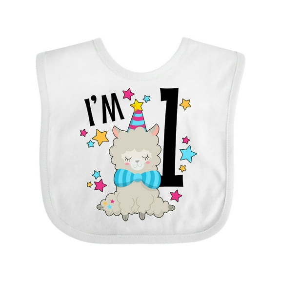 Inktastic I'm One- Cute Llama First Birthday Boys or Girls Baby Bib
