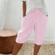 thumbnail image 4 of Pantalones Sueltos de Pierna Ancha para Mujeres Pantalones Cortos Sueltos Elásticos de Raya Casual Pantalones Cortos de Pierna Ancha Recta con Bolsillo, 4 of 8