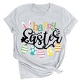 thumbnail image 2 of EQWLJWE Women's Happy Easter Day T Shirt Bunny Eggs Graphic Tee Casual Crew Neck Short Sleeve Cute Easter Holiday Top for Church School Work Gray(S-3Xl), 2 of 3