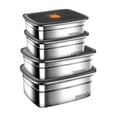thumbnail image 1 of Contenedores De Cocina De Acero Inoxidable Con Tapas, 4 Piez Xtellar plateado, 1 of 4
