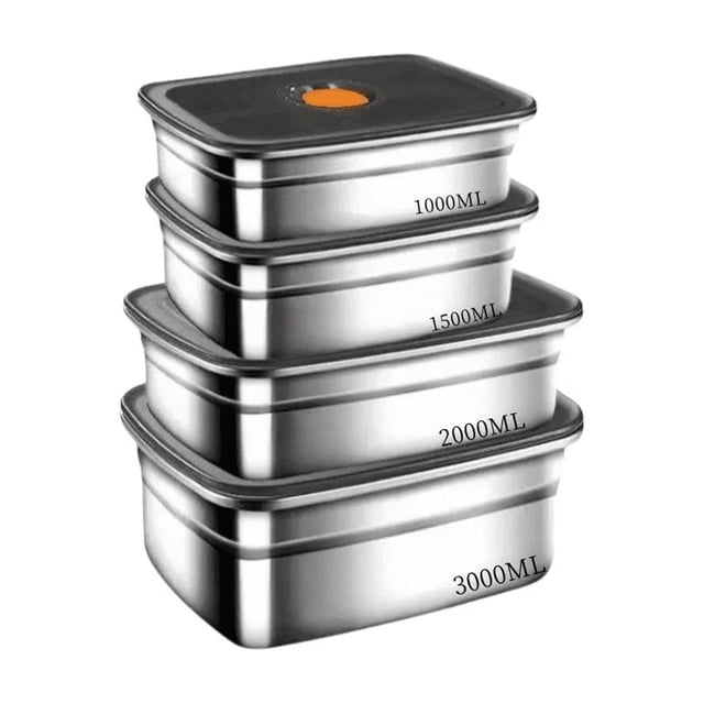 Contenedores De Cocina De Acero Inoxidable Con Tapas, 4 Piez Xtellar plateado