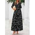 thumbnail image 4 of PRETTYGARDEN Women's Summer Maxi Dress Resort Wear Boho Floral V Neck Puff Short Sleeve Ruffle Flowy Beach Long Dresses, 4 of 7