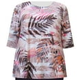 thumbnail image 1 of A Personal Touch Women's Plus Size Knit 3/4 Sleeve Top - Peach Palms - 5X, 1 of 3
