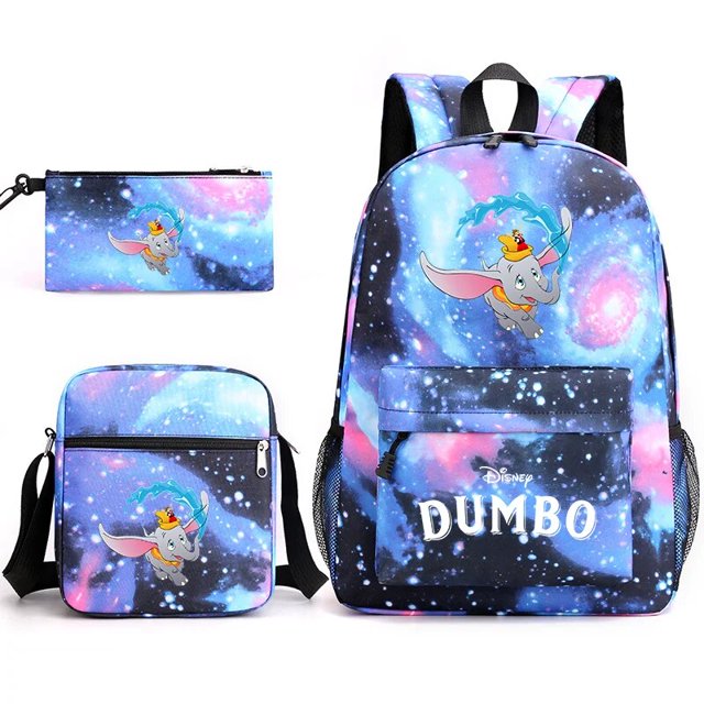 3pcs Disney Dumbo Teenager Students Backpacks Schoolbags Pencil Case Shoulder Bags Boys Girls School Bags Sets