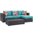thumbnail image 2 of Modway Convene 3 Piece Outdoor Patio Sofa Set in Espresso Turquoise, 2 of 6