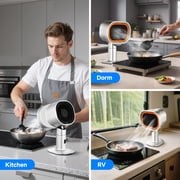 Portable Range Hood with Carbon Filters, Aobosi 4-Speed Vent Fan with LED Ring Light, Compact Smoke Extractor for Small Kitchen, RV, Indoor BBQ & Camping, Dishwasher-Safe Filter