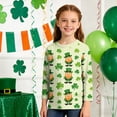 thumbnail image 2 of Tauxra Chandail de la Saint-Patrick pour Adultes, T-Shirt à Manches 3/4 Imprimé Col Rond, T-Shirt Graphique Trèfle Décontracté à Manches Longues pour Activités Festives, 2 of 6