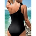 thumbnail image 4 of Women One-Piece Bikini Swimsuits Tummy Control Bathing Suit Romper Swimwear Tight Fitted Slash Neck Monokini One Shoulder Sleeveless Beachwear 3D Flower Summer Bikini Set for Beach Pool, 4 of 7